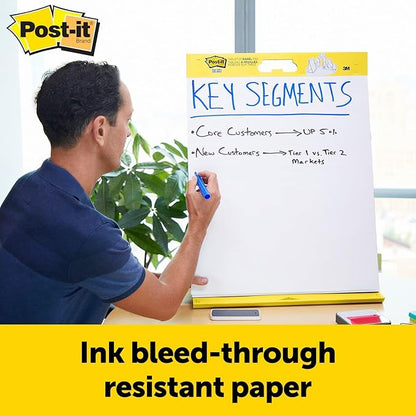 Post-it Super Sticky Portable Tabletop Easel Pad w/Dry Erase Panel, Great for Virtual Teachers and Students, 20x23 Inches, 20 Sheets/Pad, 2 Pads, Built-in Stand (563DE VAD 2PK), White