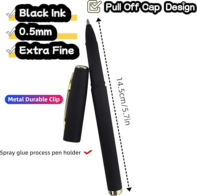 Fengtaiyuan P18, Black Gel Ink Rollerball Pens - Comfortable Non-Slip Grip, Black Ink, Extra Fine, 0.5mm, Quick-Drying Ink, 18-Piece Box (P18)