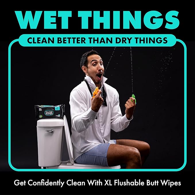 DUDE Wipes - Flushable Wipes Travel Pack - 6 Pack, 108 Count - Mint Chill Extra-Large - Vitamin-E, Aloe Vera, Eucalyptus, and Tea Tree Oils - Septic and Sewer