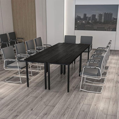 Bonzy Home Conference Tables 8ft Office Computer Desk for Meeting Room Study Writing Printer Podcast Table Save Space Design for 10 People Modern Black 4PCS (94.4"x47.2"x29.5", Black)