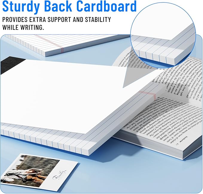 2pcs Legal Pads 8.5 x 11, Notepads 8.5 x 11 Inch, White Note Pads Clear Print Writing Pads of Paper, Memo Pads , Perforate Legal Notepads Paper , Wide Ruled Lined with Sturdy Back,50 Sheets/Pack