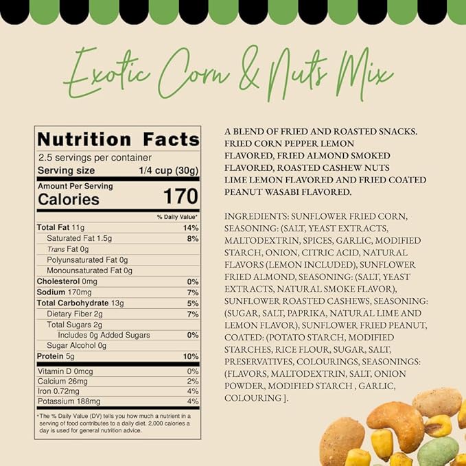 Müix Snacks, Special Flavor Trail Mix, Exotic Mix, Mix Snacks (Smoked Almond, Citrus Cashew, Peppper Lemon Corn, Wasabi Peanut) - 2.3 Ounce Bags (Pack of 16 Bags)