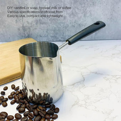Classics Turkish Coffee Pot, 21oz/600ml Stainless Steel Milk Frothing Jug Long Handle Coffeware Pull Flower Toroid Pitcher Milk Warmer Hot Chocolate Maker