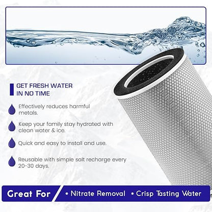 Crystal Quest Nitrate Removal + Smart/in-line Water Filter System Filters Up to 3000 Gallons - Inline Water Filtration for Refrigerator, Ice Maker, Water Cooler and Coffee Makers