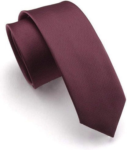 JEMYGINS 2.4" Solid Color Skinny Tie and Pocket Square with Tie Clip Sets for Men (6cm)