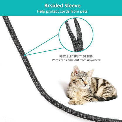 ZhiYo 20ft - 1/4 inch Cable Sleeve, Cord Wrap Wire Protector Tubing for Pets, PC Cable Wrap, Computer Cable Management Sleeve - Black