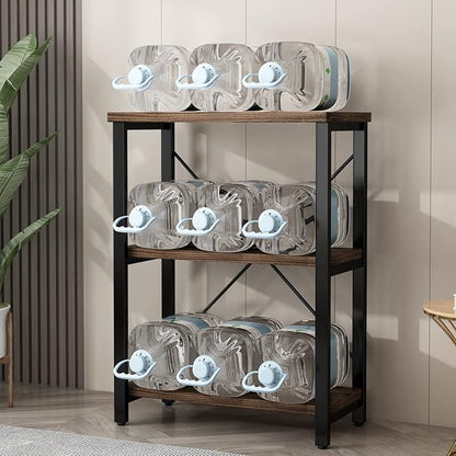 3 Tier Industrial Solid Wood Bookcases, Open Etagere Bookshelf with Metal Frame, Rustic Wood and Metal Shelving Storage Organizer for Living Room Book Shelves Furniture (AY01-3tier)