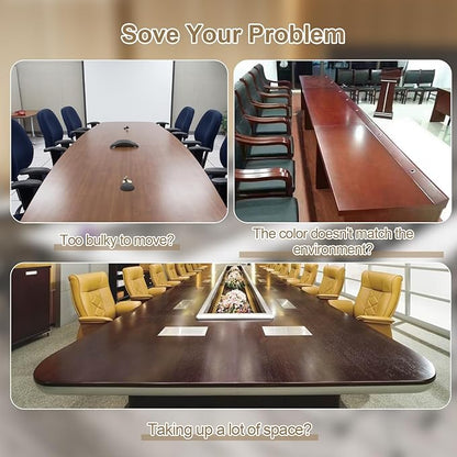 Folding Conference Table, 6 Pack Foldable Rolling Conference Room Tables Meeting Seminar Table Modern Conference Training Table for Office Classroom(Black, 47.2IN, 6)