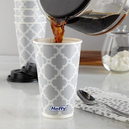 Hefty Paper Disposable Hot Cups with Lids, 16 Ounce, 20 CT (Pack - 2)