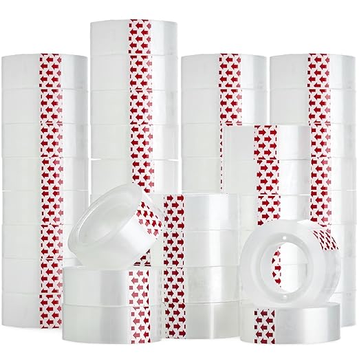48 Rolls Clear Tape, Transparent Tape Refills for Dispenser, 1 Inch Core, 3/4 x 800 Inches, Strong Adhesive for Gift Wrapping, Office, School, Home, Desk Supplies & Crafts
