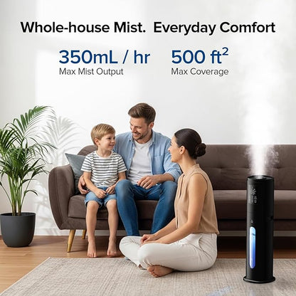 Smart Humidifiers Large Room, 7L/1.85Gal Cool Mist Humidifier for Bedroom, Top Fill, Smart App & Remote Control, 4 Mist Levels