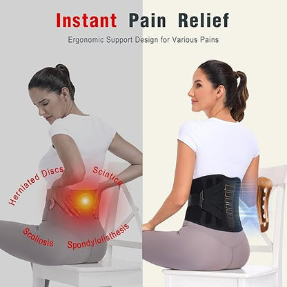 Copper Back Brace - Relief from Lower Back Pain, Unique SVA System for Proper Posture, Enhanced Ergonomic Pad with 10X Compression Support, Breathable and Comfortable Fit for Men and Women