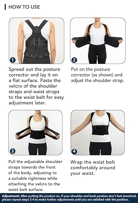 Posture Corrector for Women & Men, Back Brace Advanced Full Back Support for Upper & Lower Back Pain Relief, Spine, Neck, and Hump, X-Style Medical-Grade Lumbar Support System with Adjustable Shoulder Straightener and Breathable Design for Long Sitting...