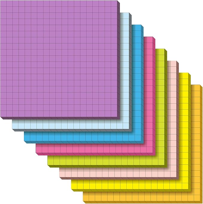 8 Pads Big Sticky Notes 11 x 11 Inch Lined Jumbo Large Sticky Notes for Wall,Giant Strong Power Memo Square Post for Office, 25 Sheets/Pad(Vivid Color)