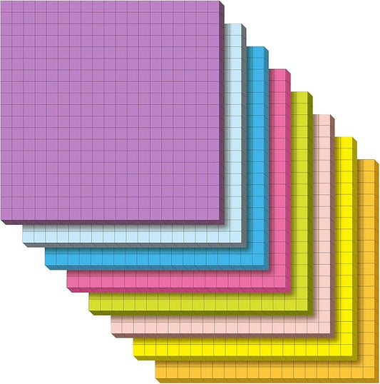 8 Pads Big Sticky Notes 11 x 11 Inch Lined Jumbo Large Sticky Notes for Wall,Giant Strong Power Memo Square Post for Office, 25 Sheets/Pad(Vivid Color)