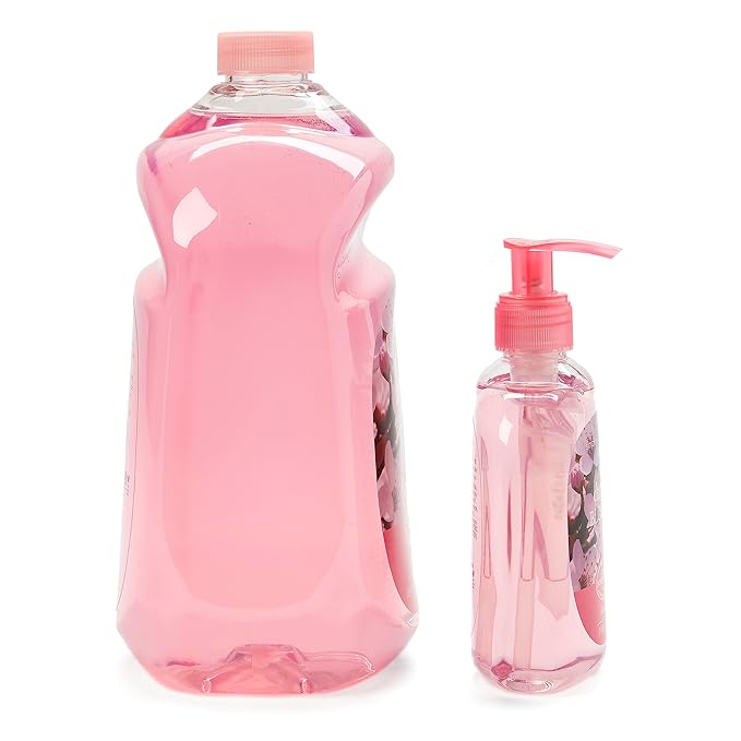 SIMPLE PLEASURES Premium Hand Soap Refills - Cherry Blossom Scent, 7.9 oz Bottle with Jumbo 59 oz Refill - Goodhousekeeping Seal Approved - Multiple Scents Available- Cherry Blossom Soap