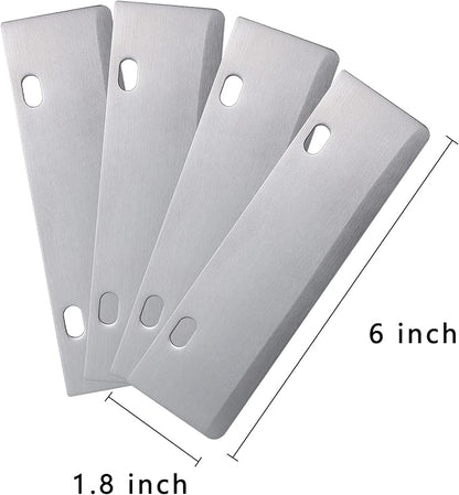 DELFINA 4 Pcs Grill Scraper Blade Replacement, Stainless Steel Outdoor Barbecue Cleaning Tools, Heavy Duty Accessories for BBQ
