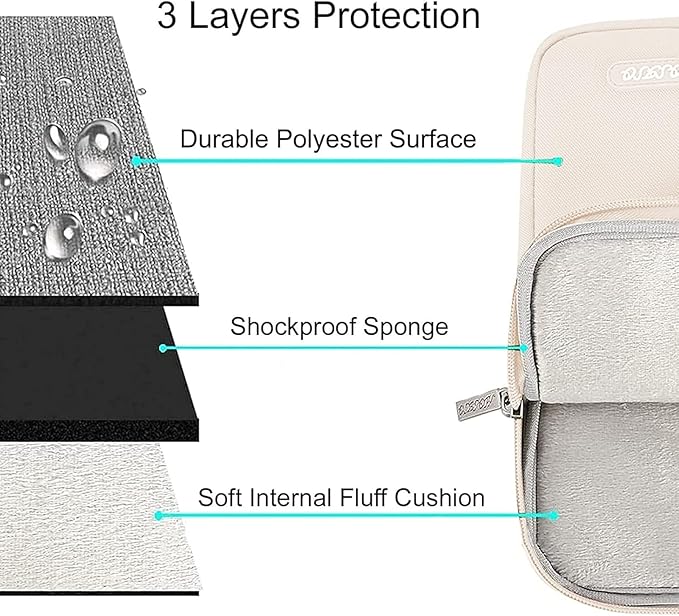MOSISO Laptop Case 13.3 inch, 13-13.3 inch Laptop Sleeve Compatible with MacBook Air/Pro 13/Pro 14 M5 M4 M3 M2 M1, HP Dell ASUS Lenovo,Polyester Vertical Computer Sleeve Bag with Pocket, Sand