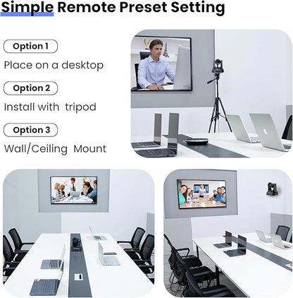 TONGVEO Wireless Conference Room Webcam, Church Live Streaming 10X USB 1080P 60fps PTZ Camera for Worship Services Online Conference, Works with Zoom, Skype OBS