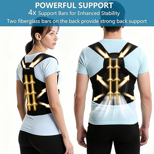 Posture Corrector for Women and Men, Upper Back Brace Adjustable Lightweight for Scoliosis, Neck Shoulder & Upper/Lower Back Pain Relief, Easy-on/off Back Straightener Posture Corrector, Under Clothes