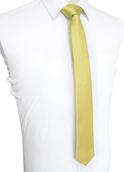 JEMYGINS 2.4" Solid Color Skinny Tie Slim Necktie for Men