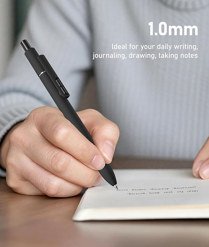16 Pack Black Ballpoint Pens - 1mm Medium Point Black Ink Pens | Smooth Writing Ball Point Pen for Men Women (Retro-16P)
