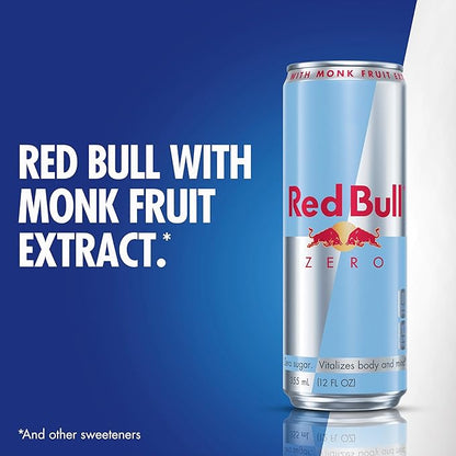 Red Bull Zero Energy Drink, 12 fl. oz., with 114mg Caffeine, Taurine & B Vitamins, 6 Packs of 4 Cans, Pack of 24