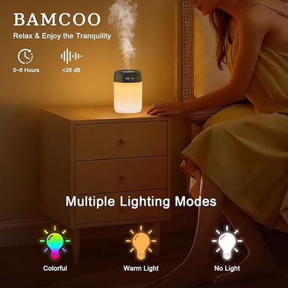 Portable Small Humidifier, 650ml Colorful Mini Humidifier for Bedroom, Office Desktop, Baby Room, Plants, Cool Mist Humidifiers(Black)