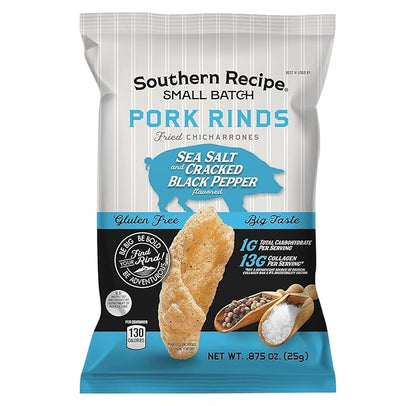 Pork Rinds Variety Pack | Hot Honey, Sweet BBQ, Spicy Dill, Salt & Pepper | 4 Flavors | Southern Recipe Small Batch Chicharrones | Keto Friendly & Low Carb | Snack Bag (20 Count)