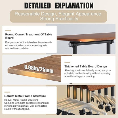 Conference Table, Folding Conference Room Table Meeting Tables, Flip Top Training Table Foldable Conference Tables with Wheels for Office, Conference Room, School (4 Pack A, 55.1 x 23.6 x 29.5 inch)