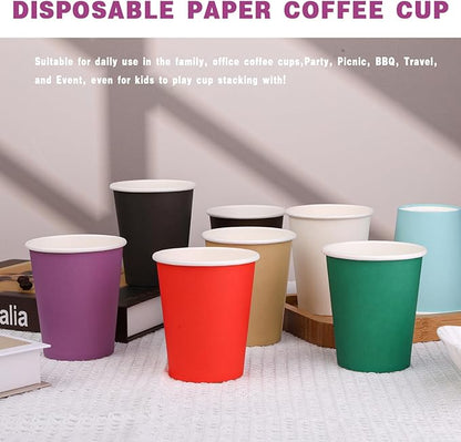 Paper Cups 8 oz 25 Pack, Disposable Paper Coffee Cups for Hot or Cold Beverage Drinking for Party, Picnic, BBQ, Travel, and Event -Purple