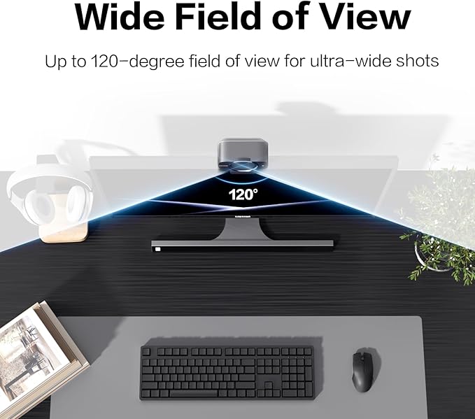 MAXHUB 4K USB Video Conference Camera - 120° Wide Angle, Auto Framing Webcam for Mac PC Meetings, 1/2.3" CMOS Sensor Noise Reduction, USB Type-C Connect Laptop PC, Certified for Microsoft Teams