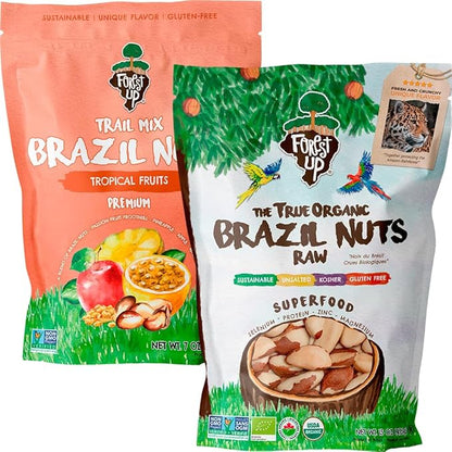 Kit of Snacks The True Organic Brazil Raw & Unsalted Nuts 15 oz + Tropical Mix 7 oz – – Nutrient-Rich and Practical Combo – Fresh, Vegan and Gluten Free – Forest Up