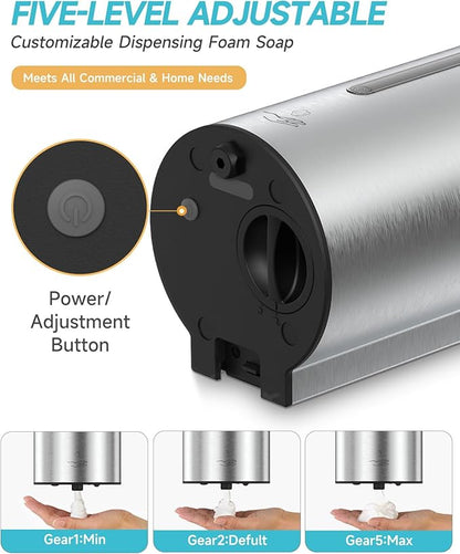 AIKE Wall Mount Automatic Foam Soap Dispenser 25 OZ Commercial Large Capacity Stainless Steel Model AK1205FA(Brushed)