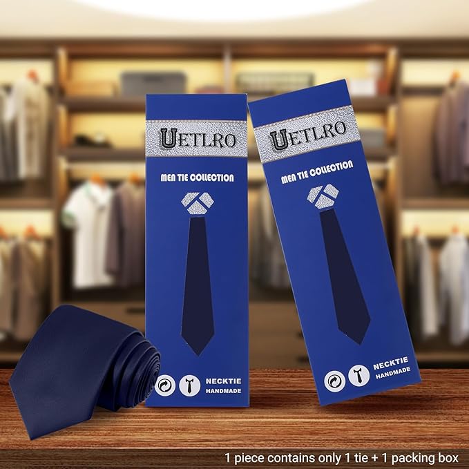 Black Ties For Men Solid Pure Color Formal Neckties 3.15" (8CM) Men's Tie for Business and Wedding with Gift Box