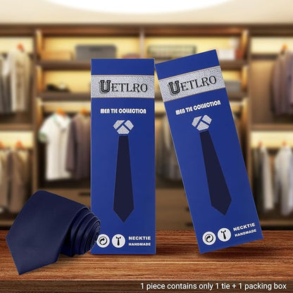 Black Ties For Men Solid Pure Color Formal Neckties 3.15" (8CM) Men's Tie for Business and Wedding with Gift Box