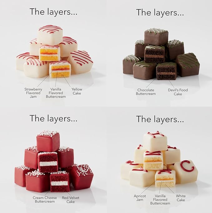 The Swiss Colony 27 Favorites Food Gift Box - Assorted Cheeses, Chocolates, and Summer Sausage Meats with Merry Christmas Petits Fours Mini Layer Cakes with Traditional Old Fashioned Candy Assortment