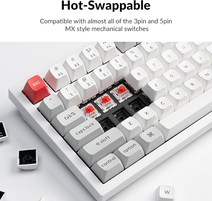Keychron Q6 Pro Full Aluminum RGB Wireless/Wired Custom Mechanical Keyboard for Mac Windows Linux, Full-Size QMK/VIA Programmable Knob KSA Double-Shot PBT Keycaps Hot-Swappable K Pro Red Switch-White