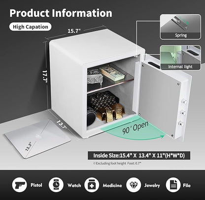 KAPUCI Modern Minimalism Design Biometric Fingerprint Touch Screen Safe, 2.25 Cubic Feet Auto-Open Safe Box with Digital Virtual Password,Safety Steel Home Safes for Wardrobe,Office(New Version)