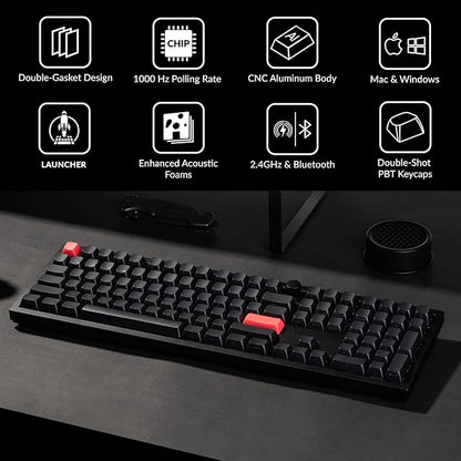 Keychron Q6 Max QMK/LUANCHER Wireless Bluetooth/2.4GHz/USB-C Wired Custom Mechanical Keyboard, Full Size Programmable Knob RGB Backlit Hot-Swappable Gateron Banana Switch for Mac Windows Linux - Black