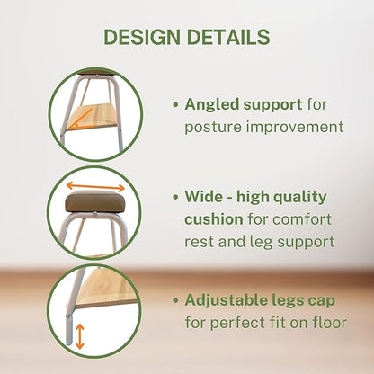 Double Step Footrest Under Desk Versatile Foot Stool Ottoman for Comfortable Desk Work Office Life (White)