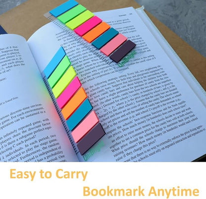 Sticky Tabs, 400 Pcs, with 4 Inch Bookmark Ruler, 8 Neon Colors 2 Sets, Use as Annotation Tabs, Book Tabs, Notebook Tabs, Page Tabs and Page Markers