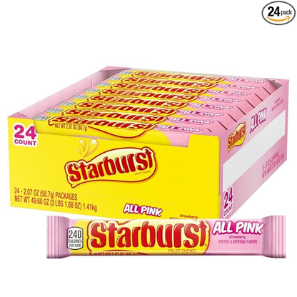 STARBURST All Pink Chewy Candy Bulk Pack, 24 Full Size Packs, All Pink Bulk Box