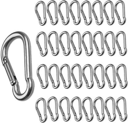 CertBuy 50pcs 2 Inch Stainless Steel Spring Snap Hook, 304 Stainless Steel Carabiner Clip Keychain Heavy Duty Quick Link Hook for Camping Fishing Hiking Traveling