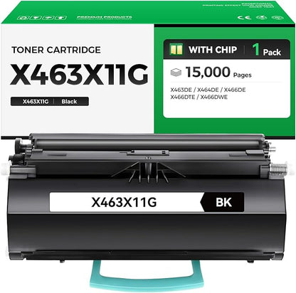 X463X11G Black Toner Cartridge with Chip High Yield 1-Pack Replacement for Lexmark X463X11G Toner Compatible with Lexmark X463DE X464DE X466DE X466DTE X466DWE Laser Printer Ink All-in-One Copier