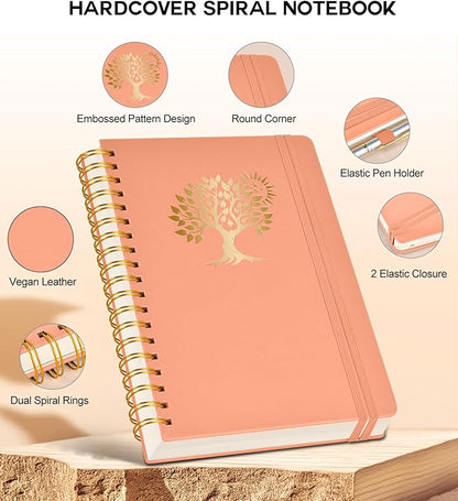 Large Spiral Notebook Journal for Women Men - 300 Numbered Lined Pages, College Ruled, A4 Hardcover Spiral Bound Notebook for School, Work, Note Taking, Writing, Leather Spiral Journal 8.5"x11"