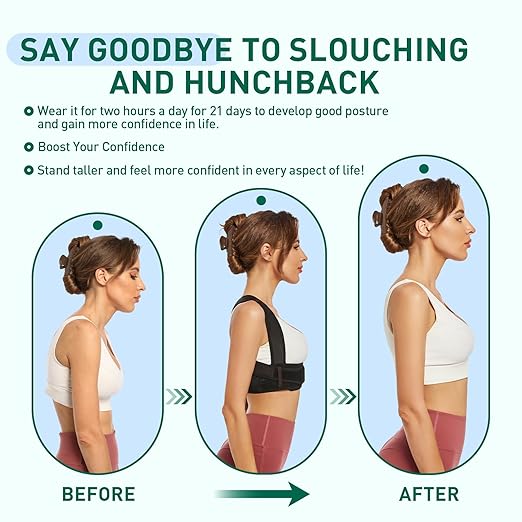 WNIEYO Posture Corrector for Women, Back Brace Posture Corrector Neck Hump, Back Support for Men and Women - Upper Back Pain Relief, Improve Posture, Correct Hunchback, Slouching, Kyphosis(L)