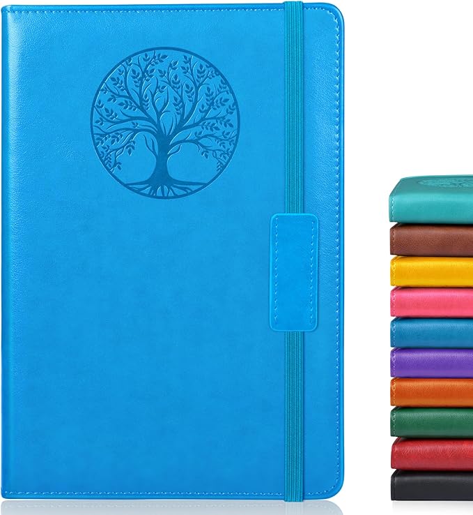 Biuwory A5 Lined Journal Notebook – 256 Pages, Hardcover Faux Leather, Blue