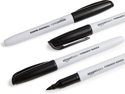 Amazon Basics Fine Tip Point Permanent Markers for Office, School, and Home Use, Assorted Colors, 24 Pack
