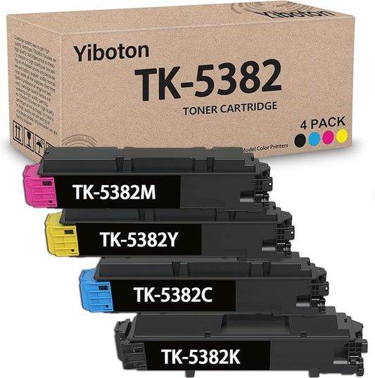 TK-5382K TK-5382C TK-5382Y TK-5382M Toner Set Replacement for Kyocera TK-5382 TK5382 Toner Cartridge Compatible for Kyocera ECOSYS MA4000cifx PA3500cx MA4000cix PA4000cx Model Color Printers